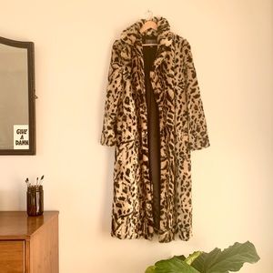 Leopard Print Faux Fur Coat